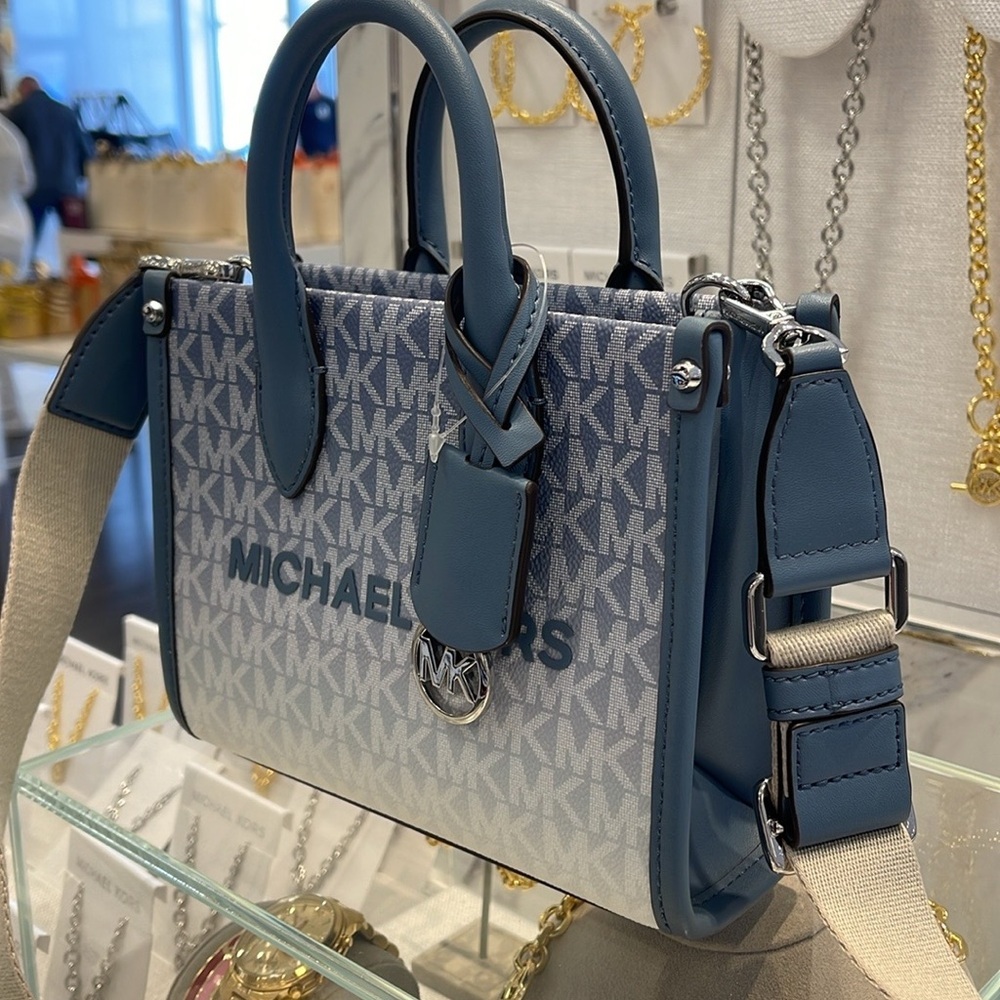 Michael Kors Mirella Extra-Small Ombré Logo Crossbody XBODY Shopper
Denim 
NWT - Picture 16 of 16